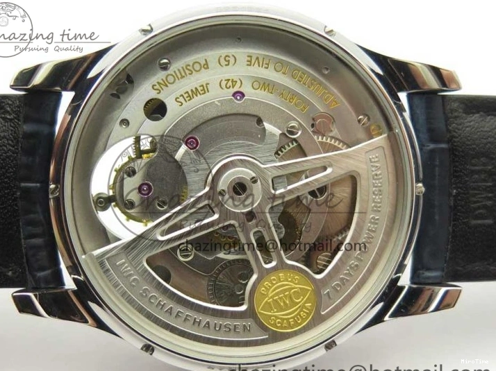 MIROTIME 0506 Portuguese Tourbillon IW5046 SS ZF Best Edition White Dial Blue Markers on Blue Leather Strap Fashionable 7149